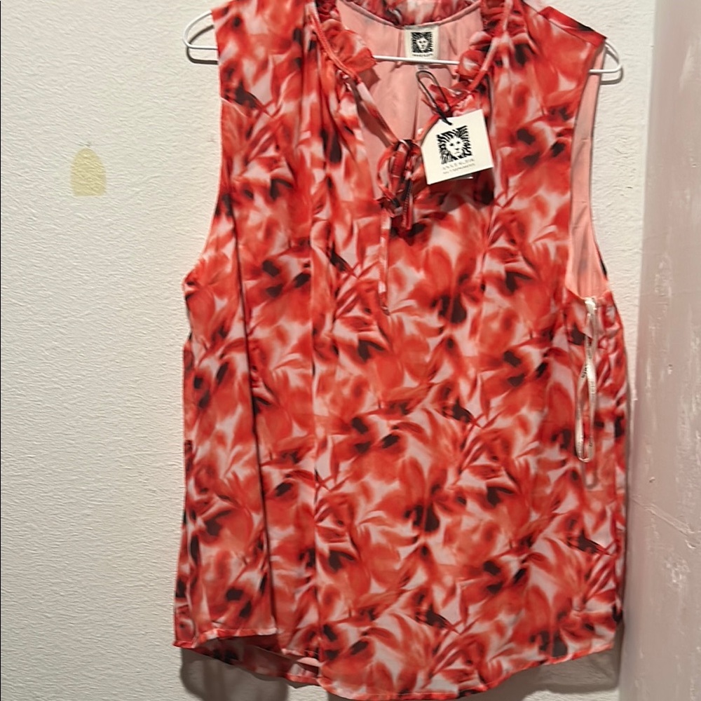 Floral Red Sleeveless Top